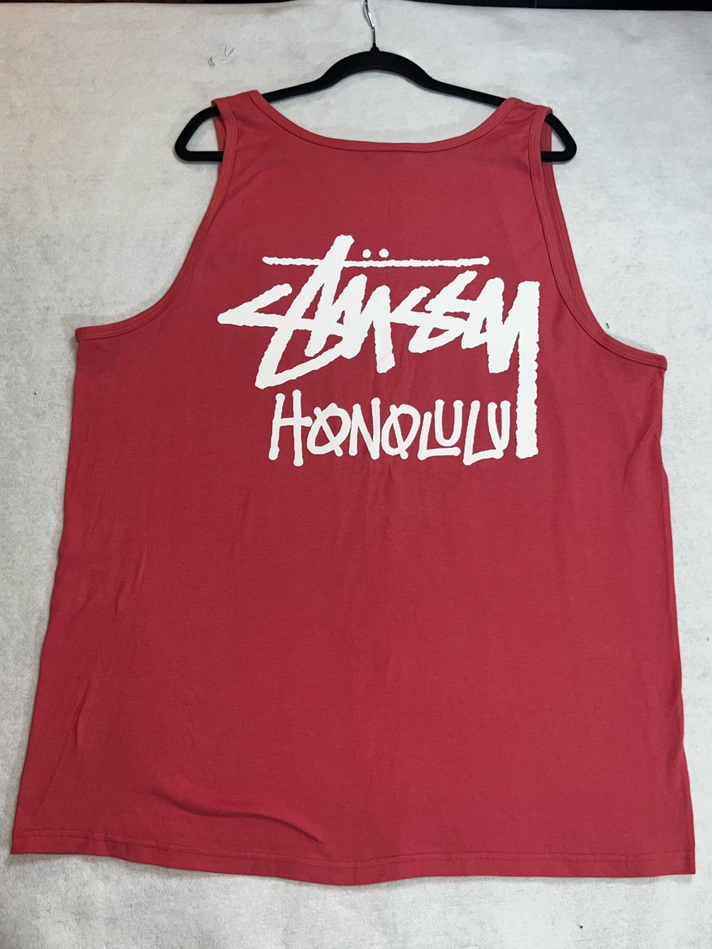 Stussy Men’s XXL GUAVA Honolulu Graphic Logo Crew Neck Sleeveless Cotton Tank
